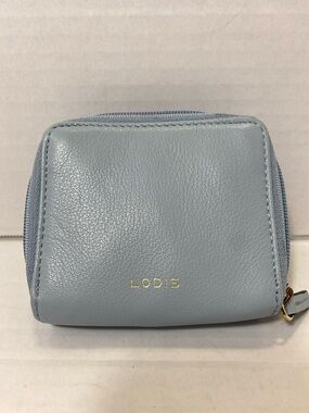Lodis Powder Blue Leather Zip Wallet